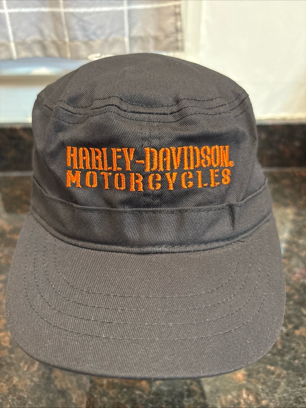 Harley-Davidson Black Hat with Orange Embroidered Logo